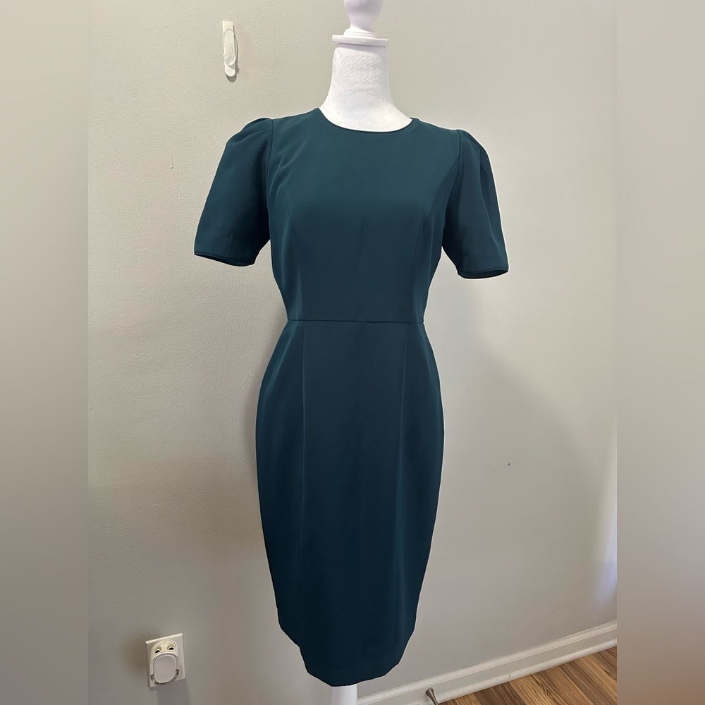 Maggy London Petite Elegant Sheath Dress Green Office Professional Sz 4